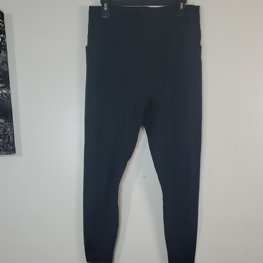 HoneyLove Seamless Side Panel Black Leggings Size XL Side Pockets Smoothing